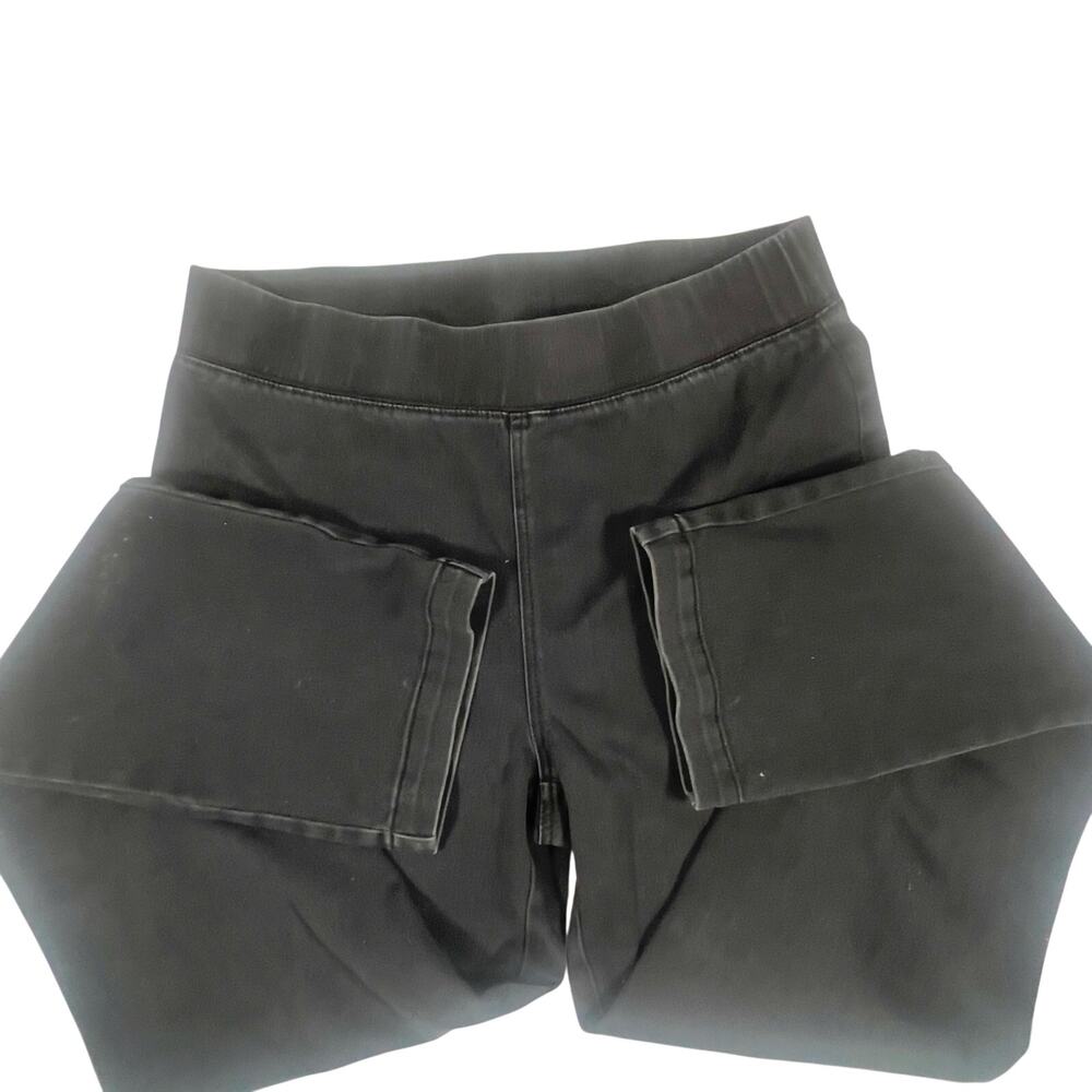 LOGO Lori Goldstein Black Pull-on Stretch Knit Twin-Stitch Leggings Size 8 Pants